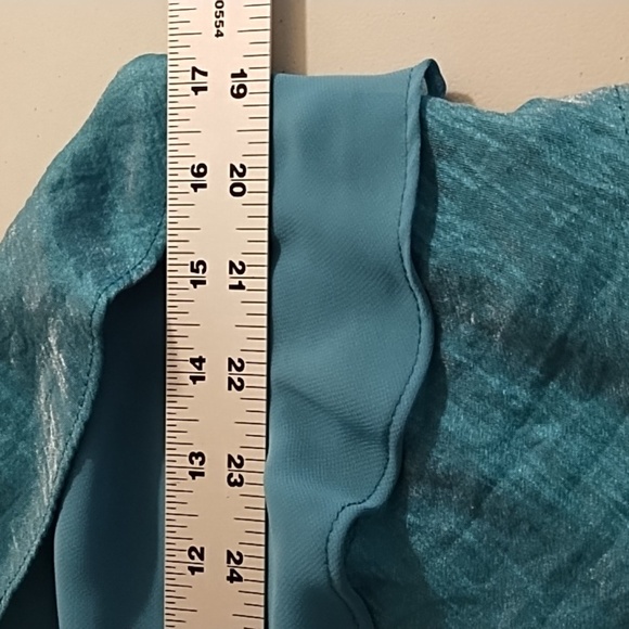 Elegant Teal Sleeveless Layered Dress - Picture 8 of 15